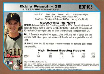 2004 Bowman Draft Picks & Prospects - Gold #BDP105 Eddie Prasch Back