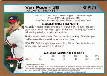 2004 Bowman Draft Picks & Prospects - Gold #BDP120 Van Pope Back