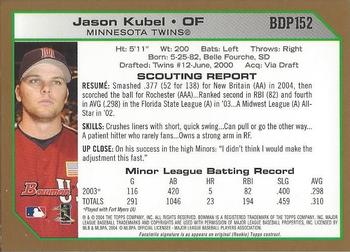 2004 Bowman Draft Picks & Prospects - Gold #BDP152 Jason Kubel Back