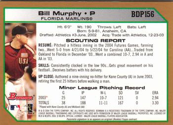 2004 Bowman Draft Picks & Prospects - Gold #BDP156 Bill Murphy Back