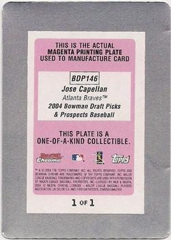 2004 Bowman Draft Picks & Prospects - Printing Plates Magenta #146 Jose Capellan Back