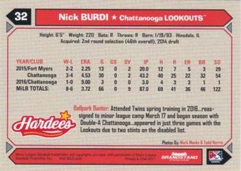 2017 Grandstand Chattanooga Lookouts #NNO Nick Burdi Back