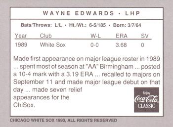 1990 Coca-Cola Chicago White Sox #NNO Wayne Edwards Back