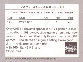 1990 Coca-Cola Chicago White Sox #NNO Dave Gallagher Back