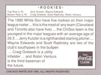 1990 Coca-Cola Chicago White Sox #NNO Rookies (Jerry Kutzler / Wayne Edwards / Craig Grebeck / Scott Radinsky / Robin Ventura) Back