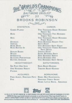 2017 Topps Allen & Ginter X #217 Brooks Robinson Back