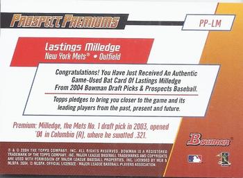 2004 Bowman Draft Picks & Prospects - Prospect Premiums Relics #PP-LM Lastings Milledge Back