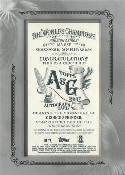 2017 Topps Allen & Ginter X - Framed Mini Baseball Autographs #MA-GSP George Springer Back