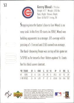 2002 SP Authentic #57 Kerry Wood Back
