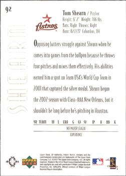 2002 SP Authentic #92 Tom Shearn Back