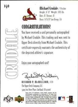 2002 SP Authentic #140 Mike Crudale Back