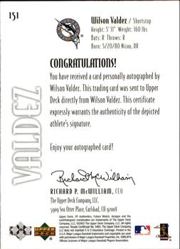 2002 SP Authentic #151 Wilson Valdez Back