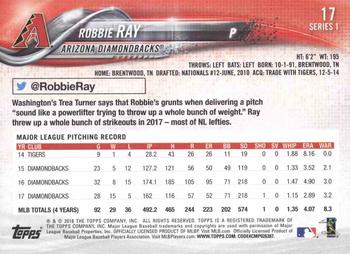 2018 Topps #17 Robbie Ray Back