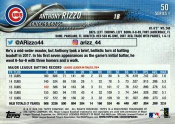 2018 Topps #50 Anthony Rizzo Back