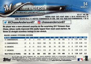 2018 Topps #54 Chase Anderson Back