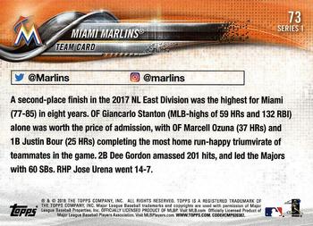2018 Topps #73 Miami Marlins Back