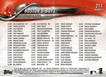 2018 Topps #211 Boston B-Boys (Mookie Betts / Jackie Bradley Jr. / Andrew Benintendi) Back