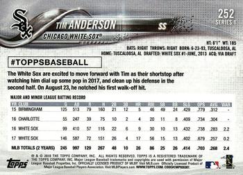 2018 Topps #252 Tim Anderson Back