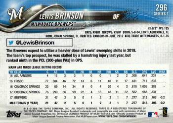 2018 Topps #296 Lewis Brinson Back