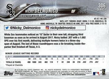 2018 Topps #306 Nicky Delmonico Back