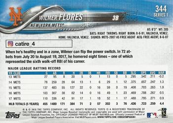2018 Topps #344 Wilmer Flores Back
