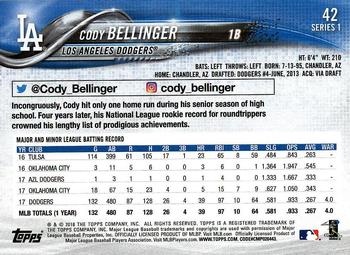2018 Topps #42 Cody Bellinger Back