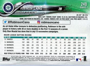 2018 Topps #240 Robinson Cano Back