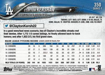 2018 Topps #350 Clayton Kershaw Back