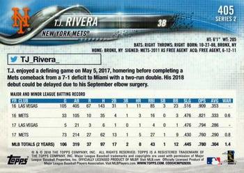 2018 Topps #405 T.J. Rivera Back