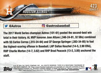 2018 Topps #423 Houston Astros Back