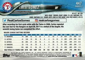 2018 Topps #447 Carlos Gomez Back