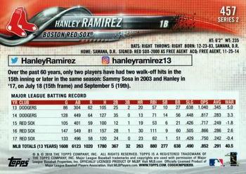 2018 Topps #457 Hanley Ramirez Back
