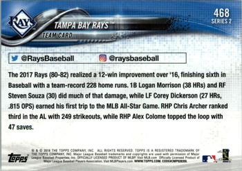 2018 Topps #468 Tampa Bay Rays Back
