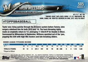 2018 Topps #505 Taylor Williams Back