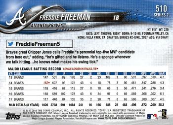 2018 Topps #510 Freddie Freeman Back