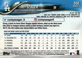 2018 Topps #550 Corey Seager Back