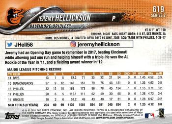 2018 Topps #619 Jeremy Hellickson Back