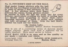 1977 Dover Publications Classic Baseball Cards Reprints #14 Lefty Gomez Back