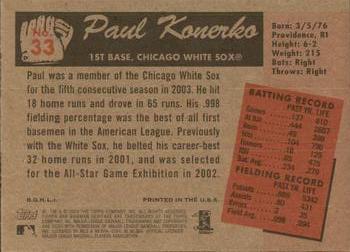 2004 Bowman Heritage - Black and White #33 Paul Konerko Back