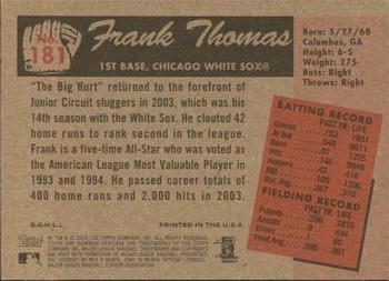 2004 Bowman Heritage - Black and White #181 Frank Thomas Back