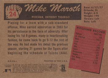 2004 Bowman Heritage - Black and White #24 Mike Maroth Back
