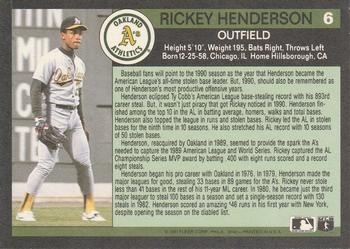 1991 Fleer - '91 Fleer All-Star Team #6 Rickey Henderson Back