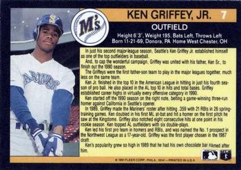1991 Fleer - '91 Fleer All-Star Team #7 Ken Griffey, Jr. Back