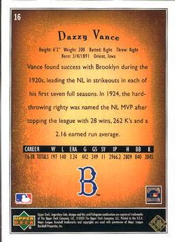 2002 SP Legendary Cuts #16 Dazzy Vance Back