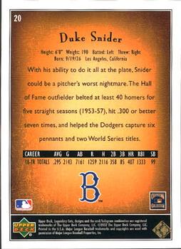 2002 SP Legendary Cuts #20 Duke Snider Back