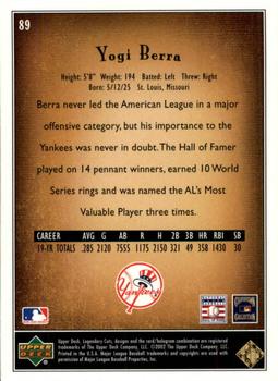 2002 SP Legendary Cuts #89 Yogi Berra Back