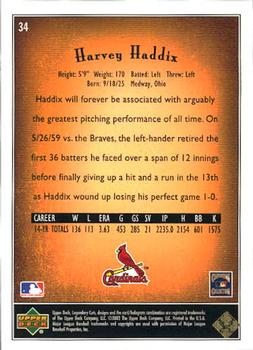 2002 SP Legendary Cuts #34 Harvey Haddix Back