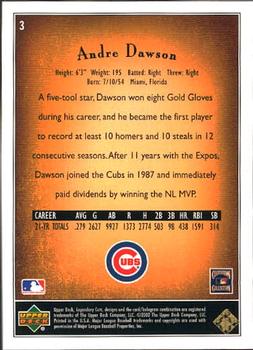2002 SP Legendary Cuts #3 Andre Dawson Back