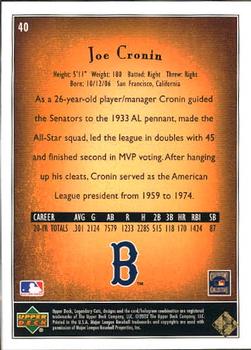 2002 SP Legendary Cuts #40 Joe Cronin Back
