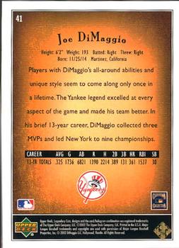 2002 SP Legendary Cuts #41 Joe DiMaggio Back